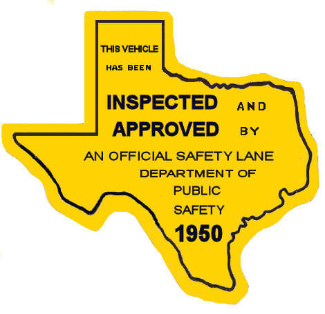 1950 Texas Safety Lane Inspection Sticker